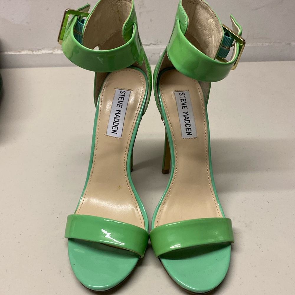 Steve Madden Women's Mint Green Patent Ankle-Strap Heels